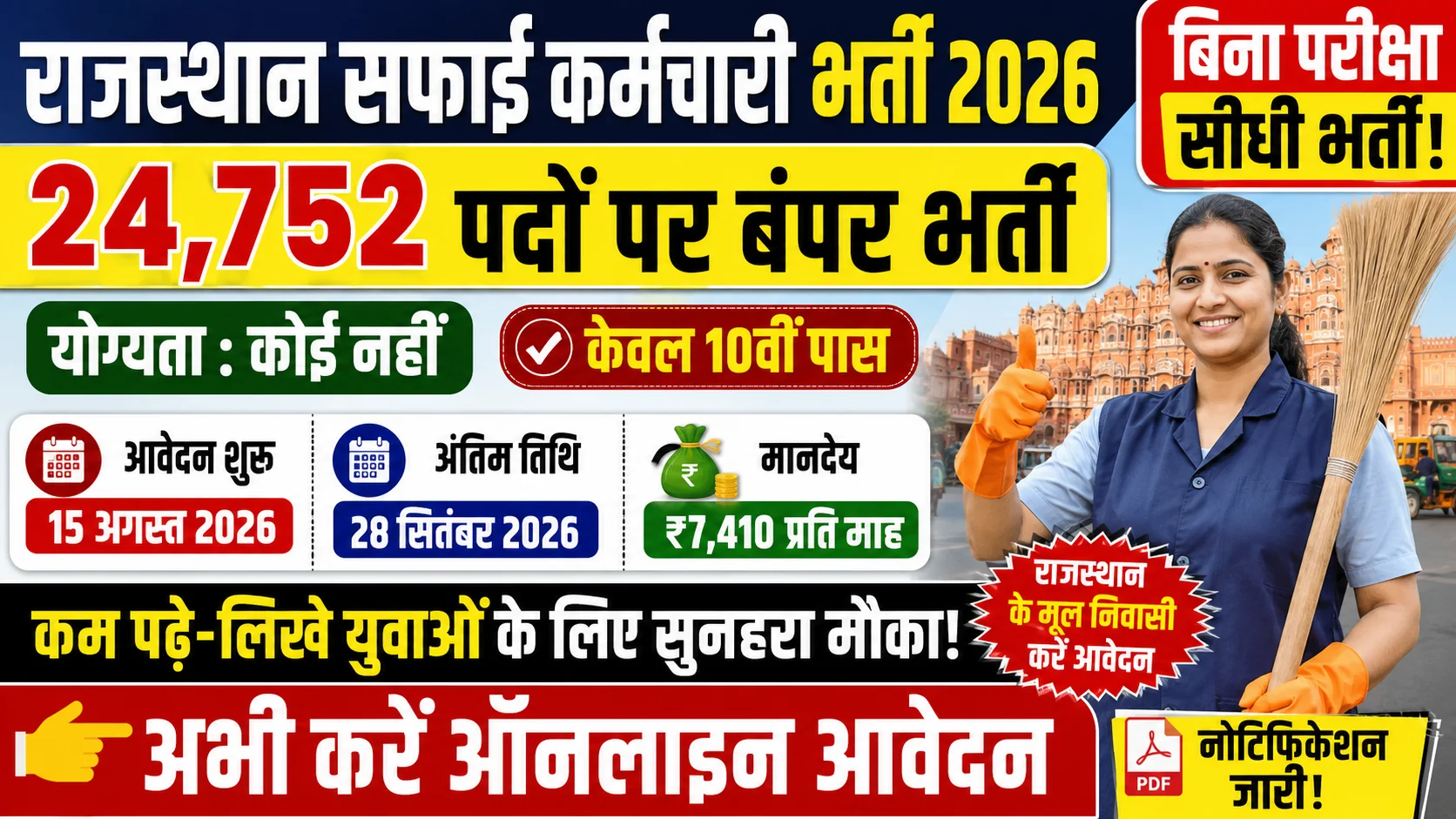 Rajasthan Safai Karmchari Vacancy 2026 Apply Online
