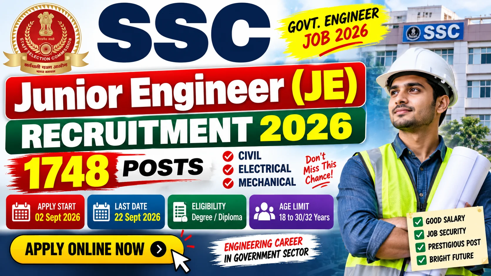 SSC Junior Engineer Vacancy 2026